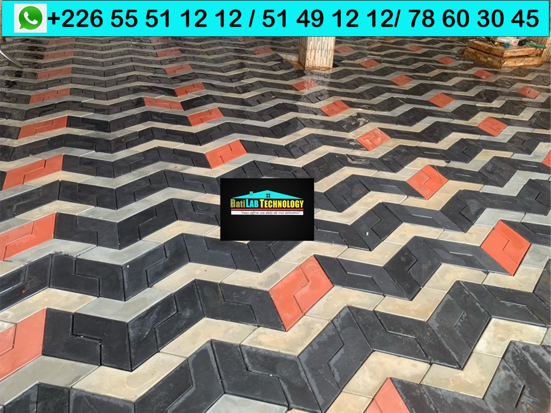 Pavé chevron noir rouge et beige — BATILAB